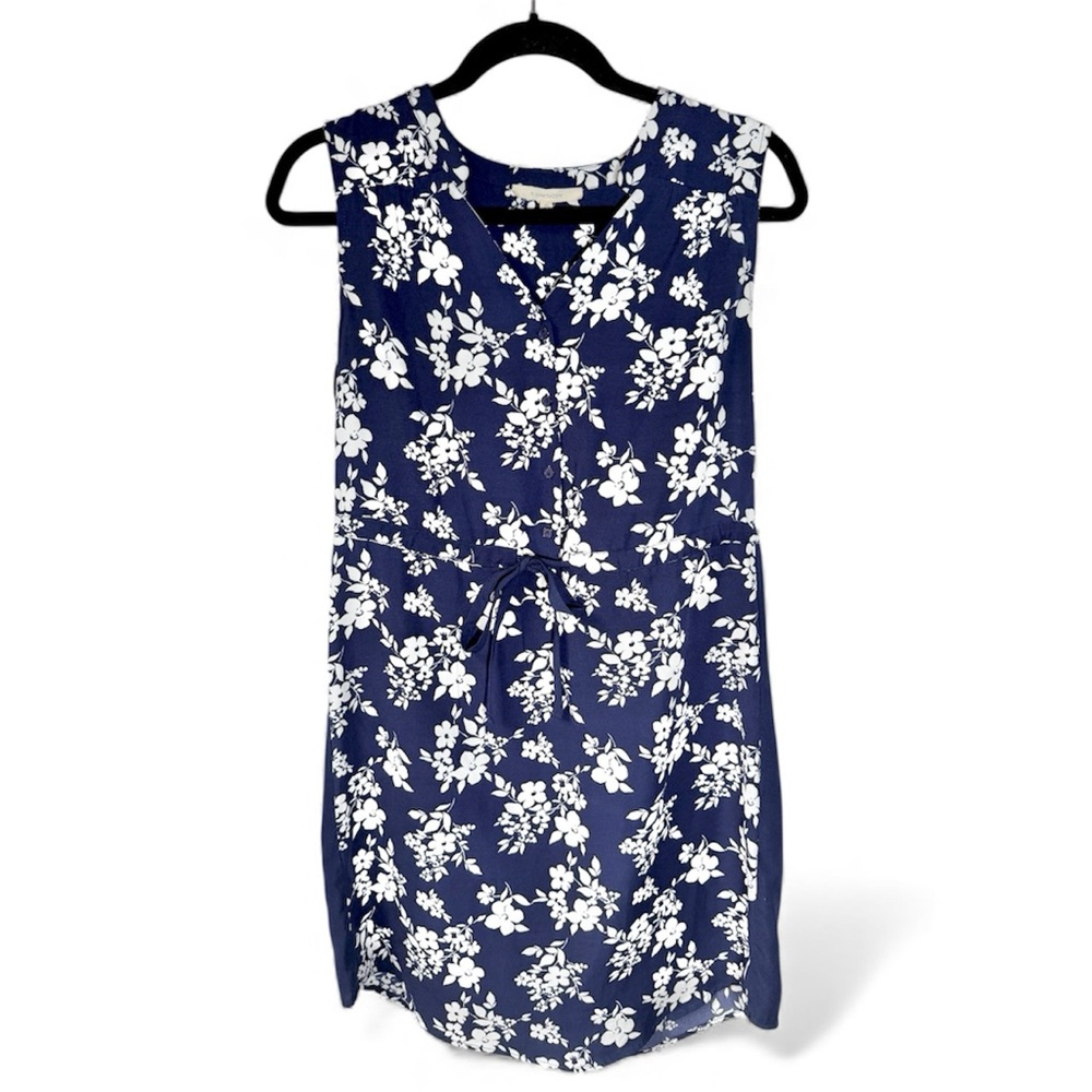 41 Hawthorn Floral Navy Dress Sleeveless Tie Waist Women’s Small Summer EUC